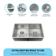 thumbnail image 6 of KBFmore Zero Radius 31 inch 16 Gauge Double Bowl Undermount Kitchen Sink with 6 PCs Accessories, 6 of 8