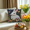 thumbnail image 6 of TOPRenddon 17.72x17.72in Easter Bunny Egg-Print Pillowcase, Multicolor Polyester Flannelette Faux Embroidery Pillow Cover, Invisible Zipper Throw Case for 18x18in Inserts & Easter Home Decor, 6 of 6