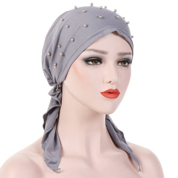Herrnalise Women India Beading Muslim Stretch Turban Hat Cotton Hair Loss Scarf Wrap