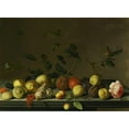 thumbnail image 2 of Balthasar van der Ast 14x11 Black Ornate Wood Framed Double Matted Museum Art Print Titled: A Still Life of Fruit and Shells with a Rose and Various Insects Upon a Stone Ledge, 2 of 5