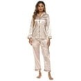 thumbnail image 3 of AMERTEER Pyjamas en Soie Satiné pour Femmes Set Button Down Vêtements de Nuit Loungewear S-XXL, 3 of 5