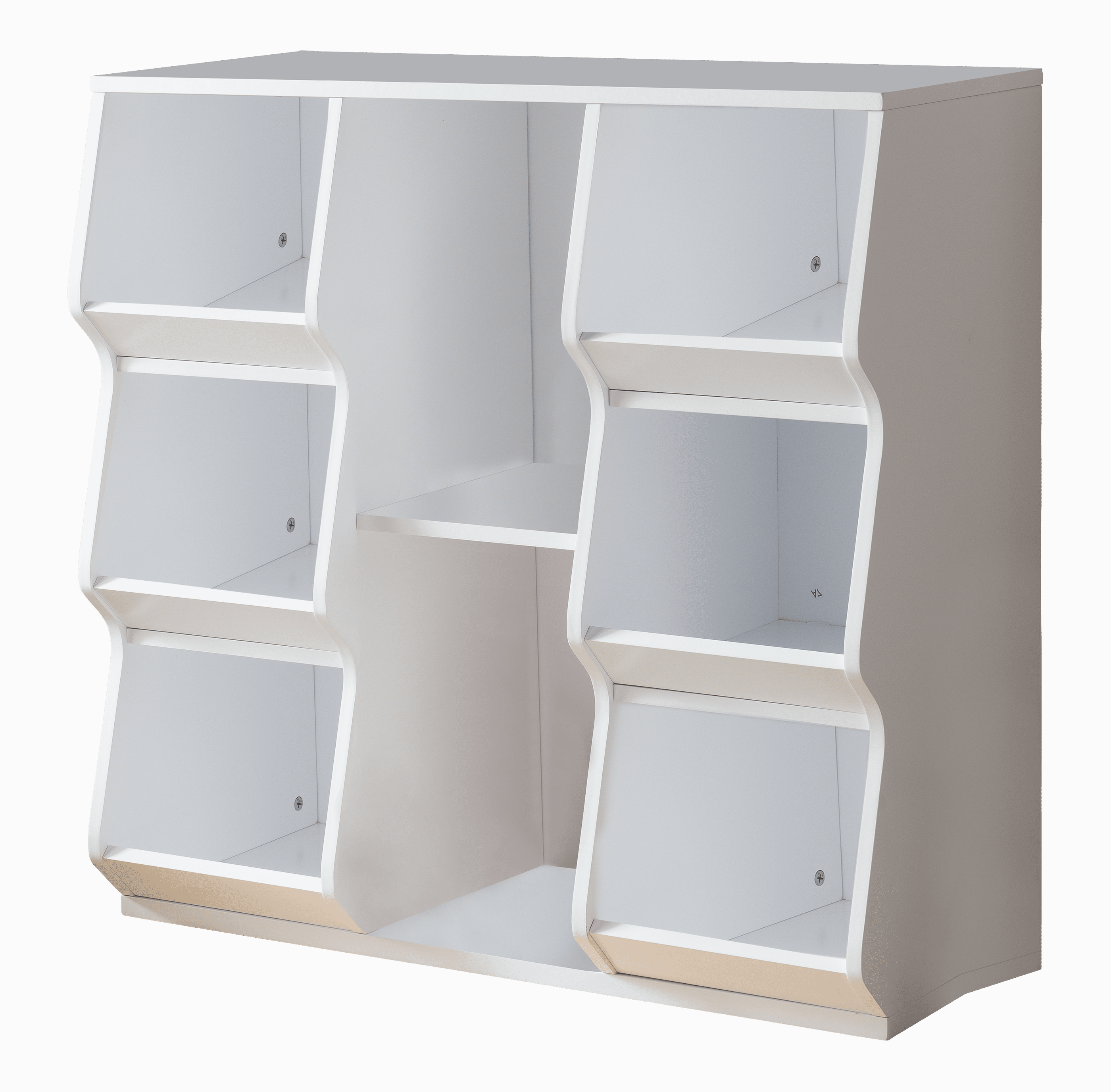 Buy White Wood 8 Shelf Contemporary Kids Bookcase Storage Display Cubby