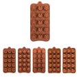 thumbnail image 1 of Moldes de silicona para chocolate (paquete de 6), corazones, estrellas, girasoles, diseño de concha, moldes de silicona para hornear pasteles, dulces duros y blandos, brillar Electrónica, 1 of 4