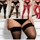 thumbnail image 3 of Nvzi 2 pares de medias rojas hasta la rodilla, talla XXL, con encaje de silicona antideslizante, ideales para usar a diario., 3 of 5