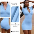 thumbnail image 5 of OQQ Women's 2 Piece Dresses Sexy Ribbed Zip Front Short Sleeve Stretch Tops Mini Dress, 5 of 7