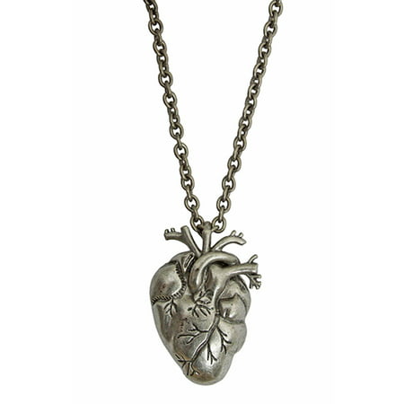 Silver Heart Vampire Necklace Anatomical Zombie Horror Bloody Gothic Halloween