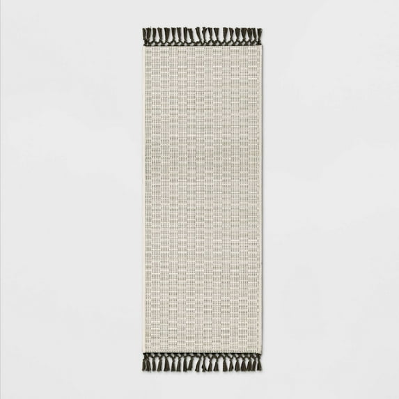 Opalhouse 60" x 20" Textured Runner With Fringe Neutral - 100% Polypropylene