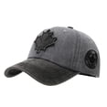 thumbnail image 2 of Helii Canada Maple Leaf Washed Cotton Baseball Cap Dad Hat: Color Block Contrast Brim Vintage Distressed Sun Hat with Adjustable Strap for Men Women Outdoor Sports Cap Grey,One Size, 2 of 8