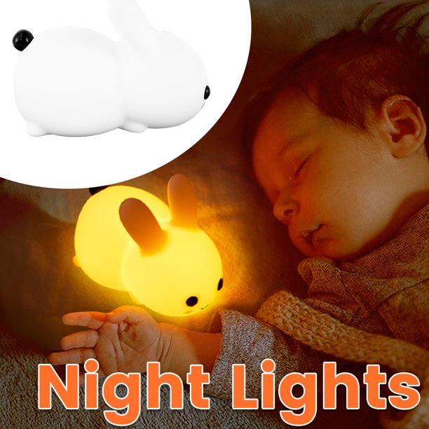 Lámpara De Conejito Rabbit Pat Night Light Para Niños Silicona Rabbit Light 1200Mah Usb Recargable Luz De Noche 2 Modos De Color Control Táctil Rabbit Pat Lámpara Para Dormitorio Sala De Estar Muyoka Hogar