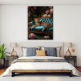 thumbnail image 4 of Mudket Framed Leopard on Blue Sofa Canvas Wall Art, Floral Leopard Print, Vintage Animal Wall Decor for Living Room Bedroom - 12"L x 8"W, 4 of 10