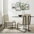 thumbnail image 2 of Tufted Side Dining Chair, Set of 2, Fabric, Metal Steel, Beige, Modern Contemporary Urban Design, Kitchen Room Cafe Bistro Restaurant Hospitality, 2 of 10