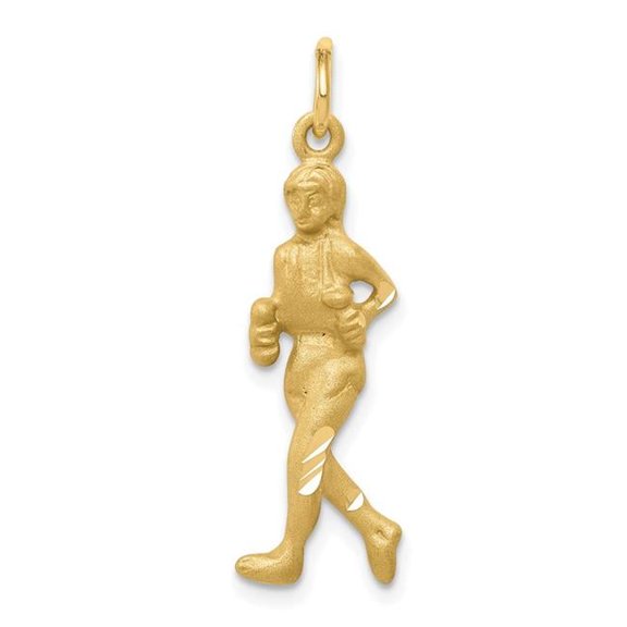Finest Gold 10K Yellow Gold Solid Runner Charm
