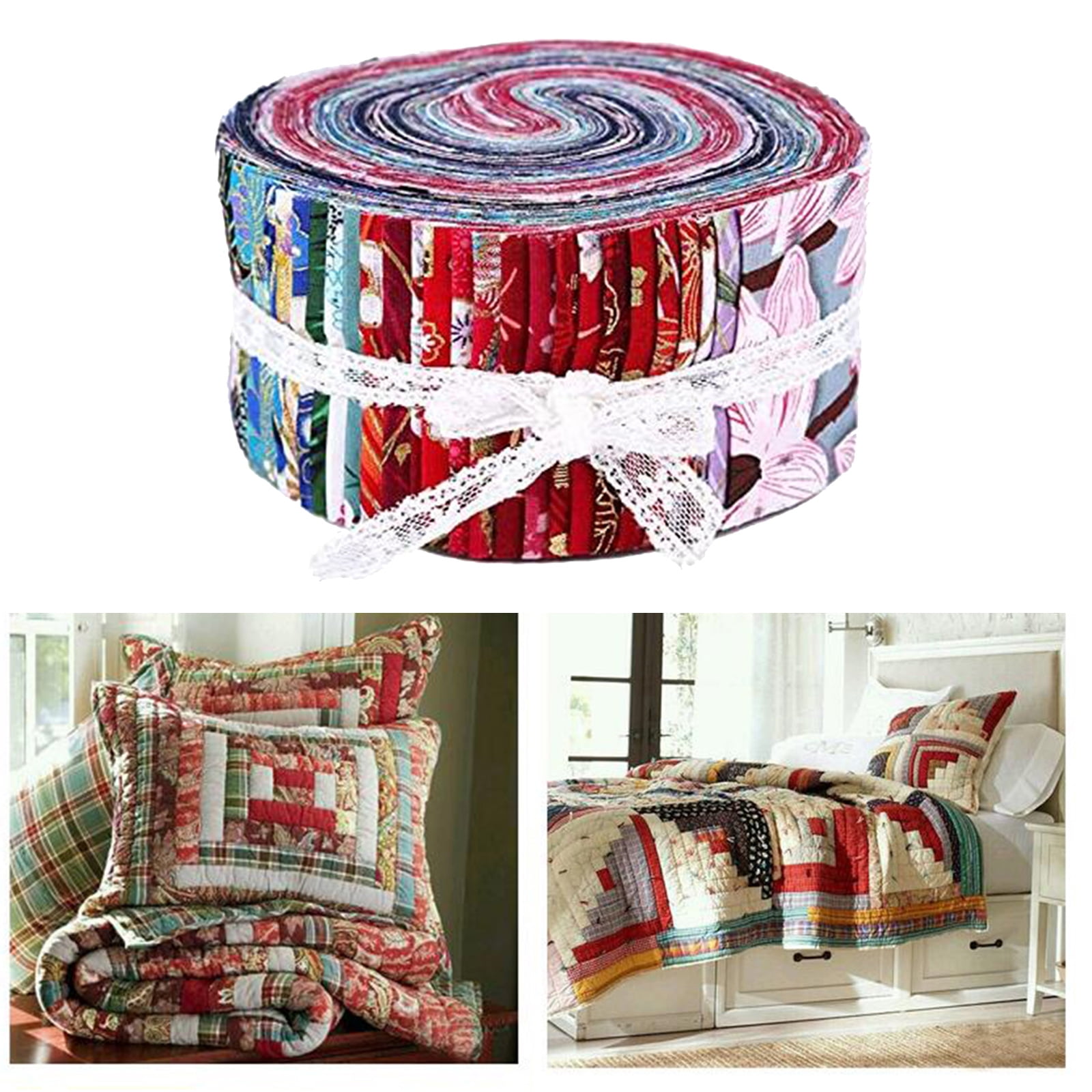 36 Pieces Fabric Strips Roll 2.5 Inch Jelly Fabric Bundles Fabric Quilting Strips Roll Up Flower Precut Patchwork Strips for Sewing Favors - Blossom