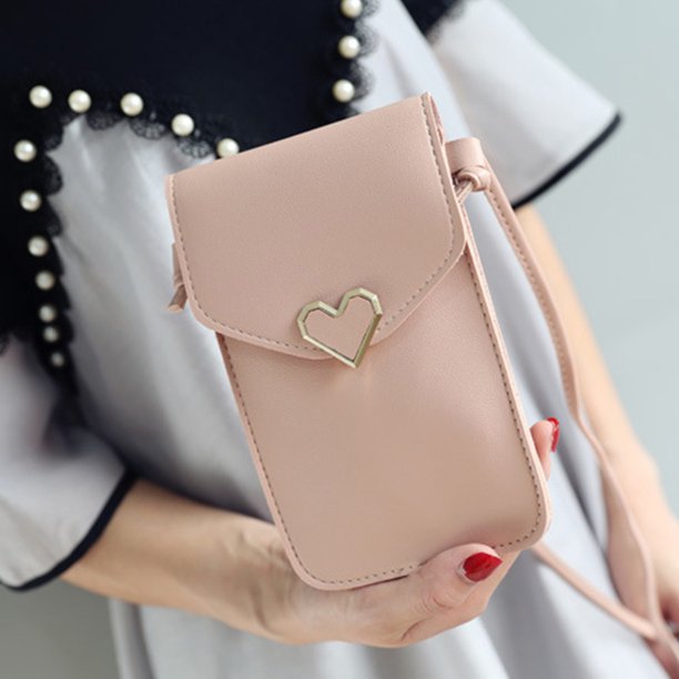 Bolso bandolera de cuero para mujer con pantalla táctil (rosa claro) Tmvgtek Para estrenar