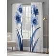 thumbnail image 4 of Watercolor Wildflowers Sheer Curtains 84 Inch Length 2 Panels Set, Blue Floral Spring Vintage Voile Window Treatment Rod Pocket Curtains Sheers Drapes for Bedroom/Living Room/Kitchen 52"x84"x2, 4 of 7