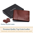 thumbnail image 2 of ComfiTime Men's Wallet Billfolds, Top Grain Leather RFID Bifold Wallet for Men & Women, 2 ID Windows, 11 Card Slots, 2 Cash Pockets, Gift Box, Brown, 2 of 12