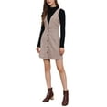 thumbnail image 4 of INSPIRE CHIC Women's Overall Houndstooth Pinafore Sleeveless Suspender Dress M Khaki Check, 4 of 6