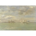 thumbnail image 2 of Guglielmo Ciardi 24x18 Black Ornate Framed Double Matted Museum Art Print Titled: Lagoon in Venice, 2 of 5