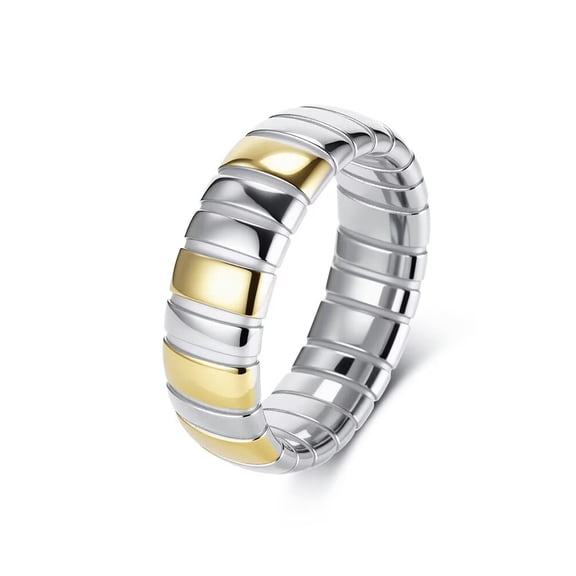 PAMTIER Men's Women's Stainless Steel Simple Personality Unique Ring Silver Gold Size 9