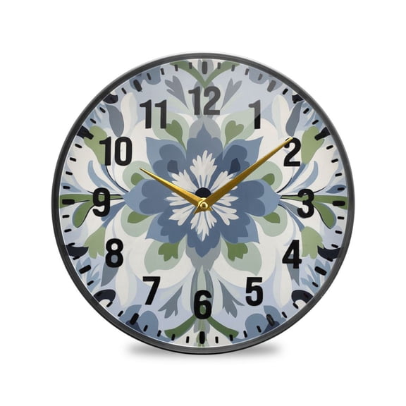 Yayeee Wall Clock Battery Operated 9.5" Silent Quartz Non-Ticking for Living Room Decor, Green Floral