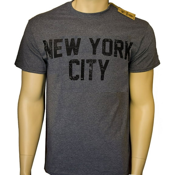 New York City Unisex T-Shirt Distressed Screenprinted Charocal Lennon Tee 4XL