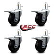 thumbnail image 2 of 4 Inch Soft Rubber Wheel Swivel 7/16 Inch Stem Caster Set with Total Lock Brake, 2 of 2
