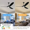 thumbnail image 2 of 60 inch Modern Black Large Airflow Ceiling Fan with LED Light, 3 Wood Blades, Indoor Outdoor, 2 of 8