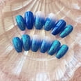 thumbnail image 3 of Medium, Blue Gradient Fake Nails, Glitter Artificial False Nails with Double Side Adhesive Tabs for Women Girls (24pcs), 3 of 4