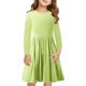 thumbnail image 2 of Odeerbi Niñas Manga Larga A-Vestido de Manga Larga Para Niñas Vestido Acampanado de Primavera Vestido Elástico de Colores Sólidos Vestido de Patinadora Twirly Vestido de Recital Escolar, 2 of 9