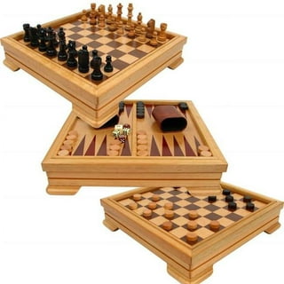 Hey! Play! 3-in-1 Deluxe Wooden Chess, Backgammon and Chess Set W350003 -  The Home Depot