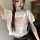 thumbnail image 3 of Camisetas de punto para mujer, ropa de calle con paneles, combinables, dulces, para estudiantes, camisetas de manga corta, temperamento, ocio, verano, moda chic, 3 of 6