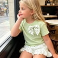 thumbnail image 5 of Girls Cute Top Summer 2 Pieces Ruffle Skirt Set with Polka Dots Skirt Outfit Comfy Fashion Clothing Green 3-4Years, 5 of 6