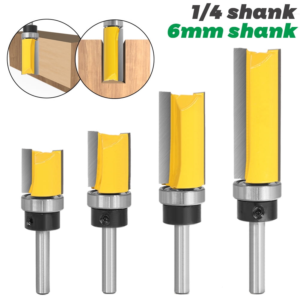 1/4" Shank Bearing Flush Trim Pattern Router Bit Woodworking Milling Cutter Tool 