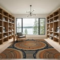 thumbnail image 2 of ODIKA 9'x12' Washable Area Rug Low Pile, Flatwoven, Grain Tree Ring Nature Art With Rustic Stump Motif Vintage Wood Refined for Great Room, Indoor Concept, Large Living, 2 of 7