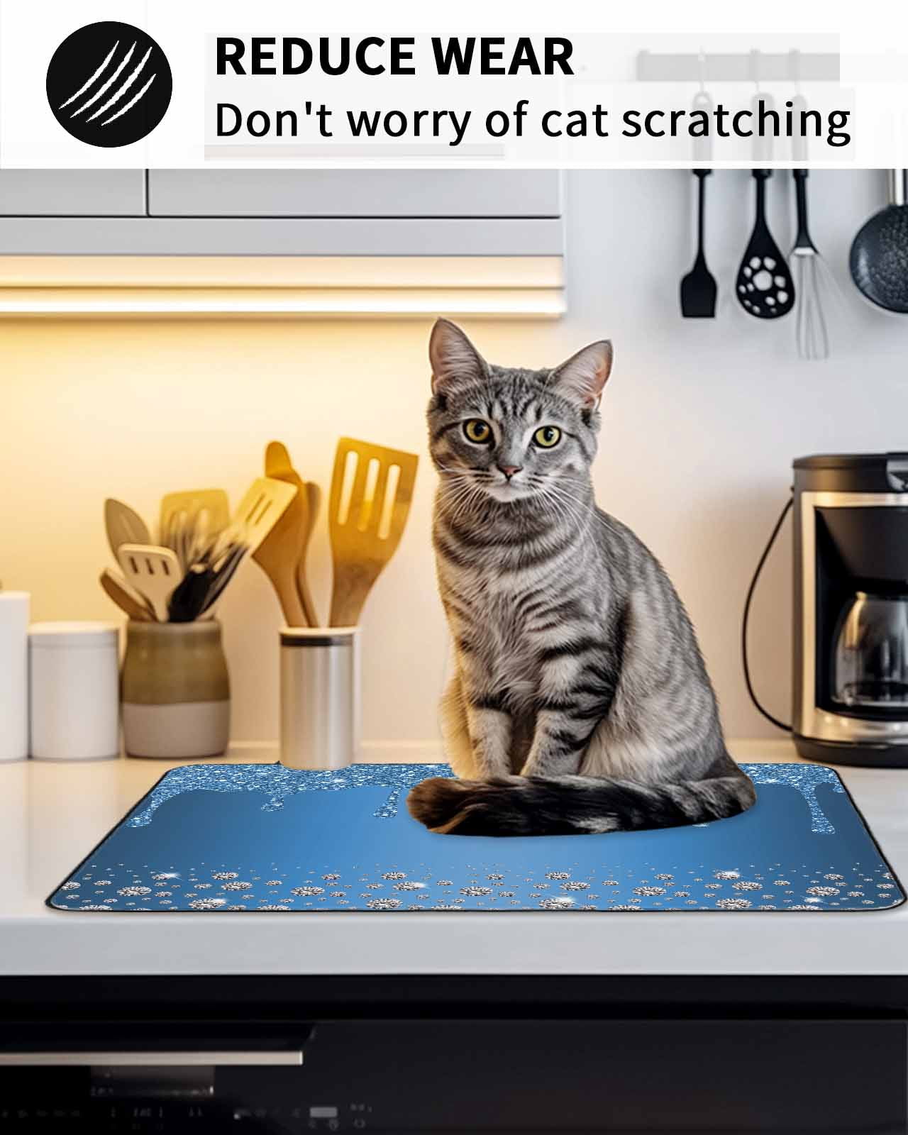 Stove Top Covers for Electric Stove, Modern Blue Glass Stovetop Cover Protector, Abstract Diamond Luxury Gradient Induction Cooktop Protector Oven Mat for Kitchen Countertop 24"x21"