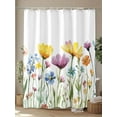 thumbnail image 4 of Boanket Polyester Fabric Garden Flora Illustrations Shower Curtain, Spring Floral Elegant Waterproof Bathtub Curtain Bathroom Decor Set with Hooks 72 x 78 Inches,, 4 of 6