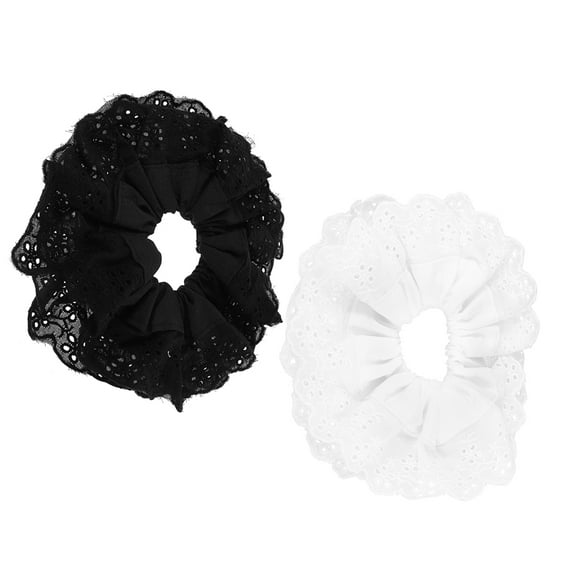 PAMINGONO Large Scrunchies 2Pcs 18Cm Diameter Black White Elegant Delicate