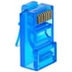 thumbnail image 1 of Enchufe 8 Pines CrystalBlue 1 Paquete 1x100 Pzas Rj45 Macho de Paso CAT6 Azul Traslúcido Plástico y Metal, 1 of 2