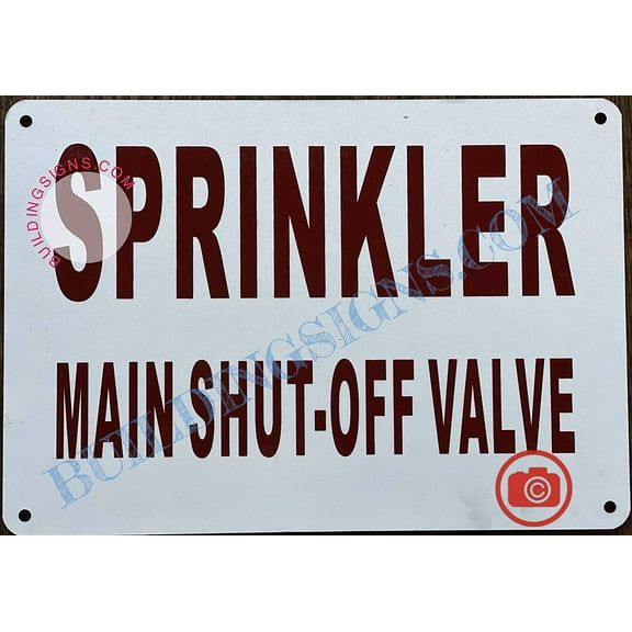 Sprinkler Main Shut-Off Valve Sign (Aluminum Sign, 10" x 7") (ref-2201)