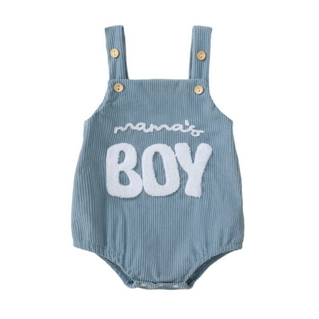 

Woshilaocai Baby Boy Corduroy Romper Letter Embroidery Sleeves Overalls for Spring