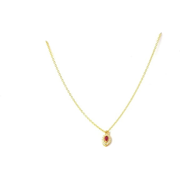 Ruby Pendant Chain Necklace - Sterling Silver Marquise Pendant Necklace - Necklace For Women - July Birthstone For Her
