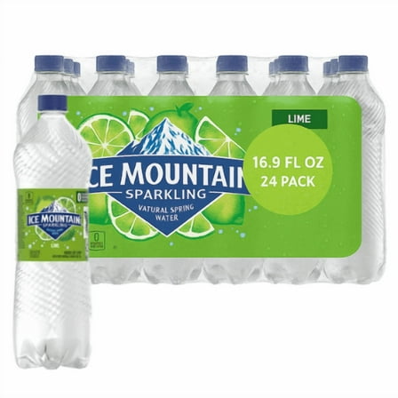 ICE MOUNTAIN Sparkling Water, Zesty Lime Flavor, 16.9 fl oz Bottles, 24 Pack – Naturally Flavored Carbonated Water with No Calories or Sweeteners