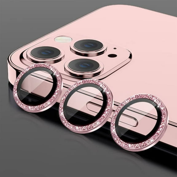 Camera Lens Protector for iPhone 13 pro Max [Installation Tray], Anti Scratch Protection Camera Cover Glitter Diamond Camera Cover Circle Ring [Anti Scratch] [Ultra HD], 3-Pack (Glitter/Pink)