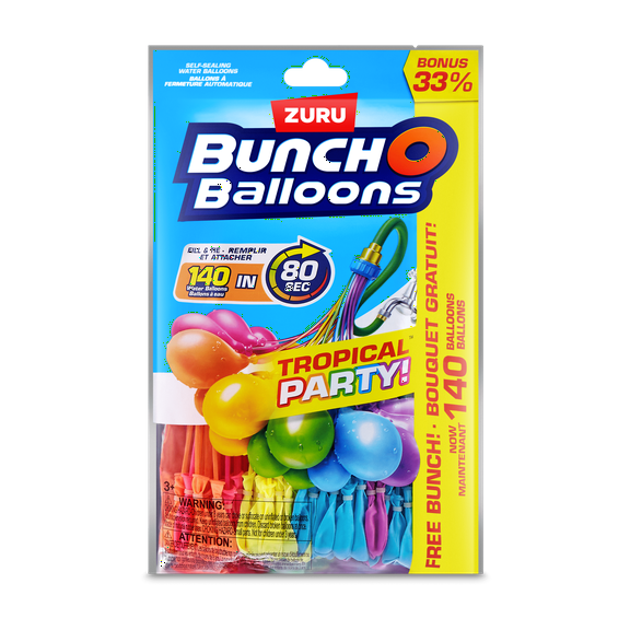 Bunch O Balloons Tropical Party 140 Rapid-Filling Self-Sealing Water Balloons (3 Pack) by ZURU
