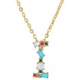 thumbnail image 1 of Collier Pendentif Alphabet Multicolore Micro Pavé Zircon Colliers Lettre Initiale Collier Couple Bijoux (I), 1 of 1