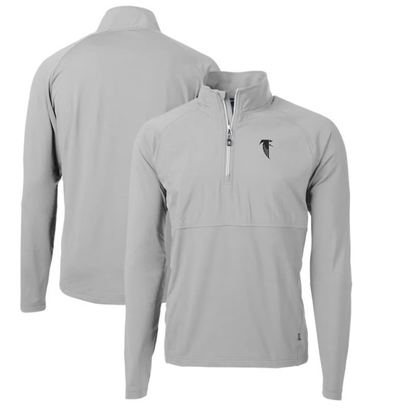 Men's Cutter & Buck Gray Atlanta Falcons Adapt Eco Knit Hybrid Recycled Quarter-Zip Throwback Pullover Top