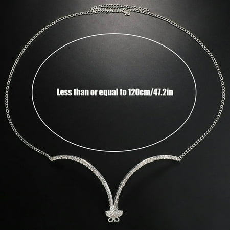 MATROOY Pretty Shiny Crystal Rhinestone Bra Chest Body Chain Harness Necklace Jewelry-silver