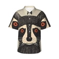 thumbnail image 2 of Goofa Retro Raccoon Graphic Print Hawaiian Shirt for Men, Unisex Summer Beach Casual Short Sleeve Button Down Shirts,Aloha Tropical Floral print shirt-Large, 2 of 9