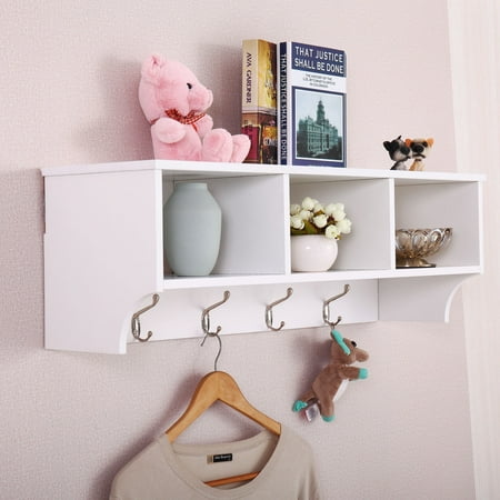 Jaxpety Wall Mount Coat Rack Storage Shelf Cubby Organizer Hooks Jaxpety Wall Mount Coat Rack Storage Shelf Cubby Organizer Hooks Entryway Hallway White