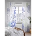 thumbnail image 3 of Ocean Coral Sheer Curtains 2 Panels Set Purple Shell Seahorse Starfish Abstract Texture Lihgt Filtering Rod Pocket Voile Drape, Semi Sheer Window Curtains for Bedroom Living Room, 52"x96", 3 of 5